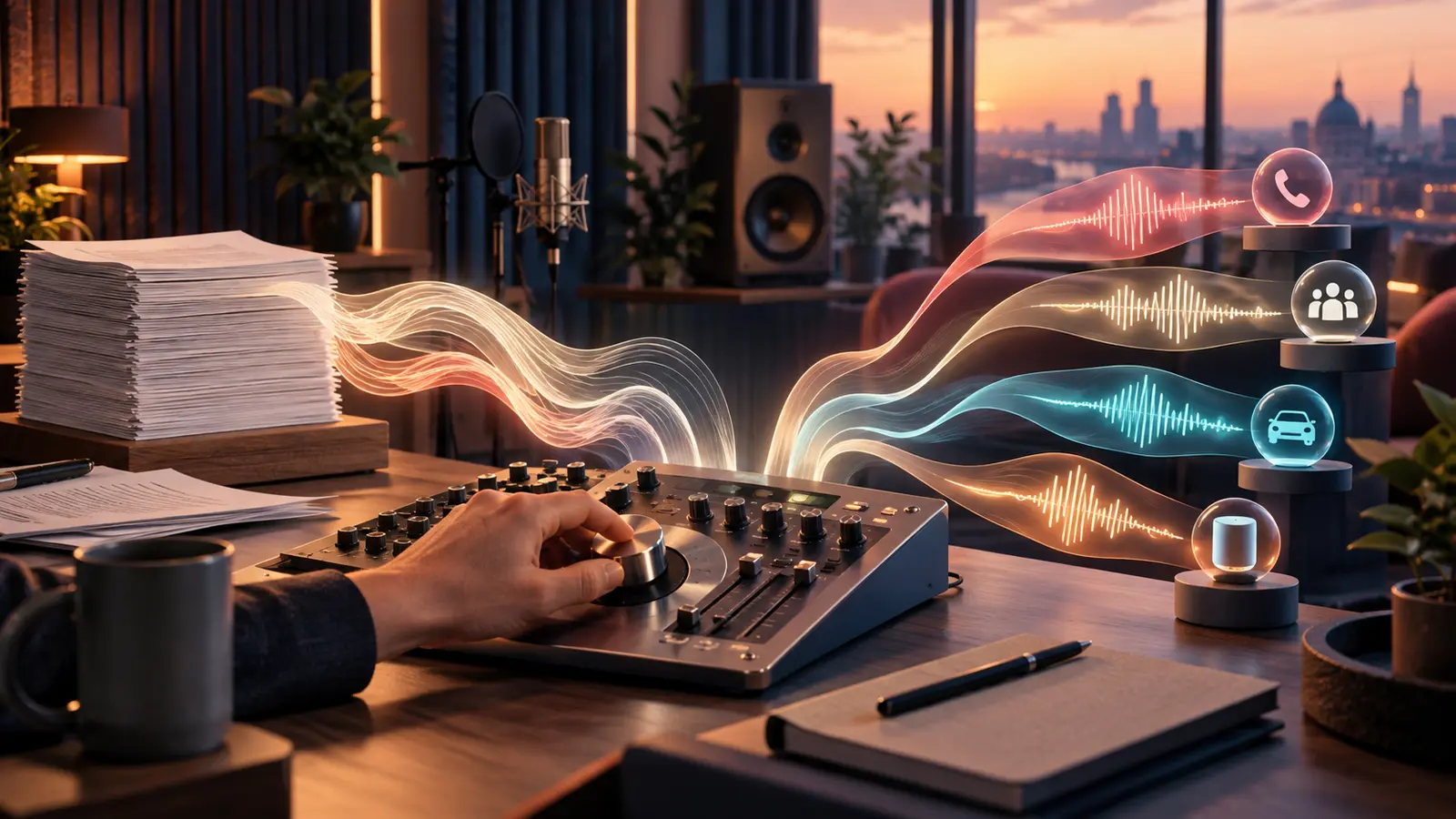 Un text aprobat este transformat intr-un flux de unde audio, controlat manual inainte de livrare
